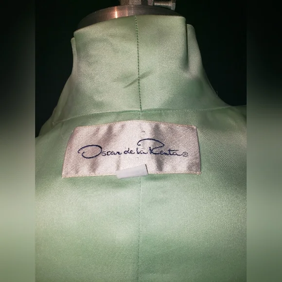 Oscar de la Renta double sided 100% Charmeuse silk Mint kimono oversized Jacket - Picture 16 of 16